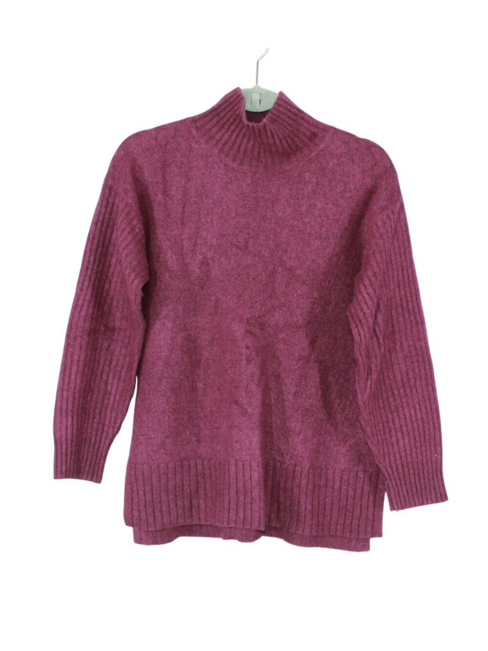 LL Bean Wool Blend Turtleneck Sweater Pullover Tunic Length Ribbed Medium